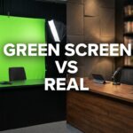 Green screen setup vs. real studio backdrop for solo news presenters